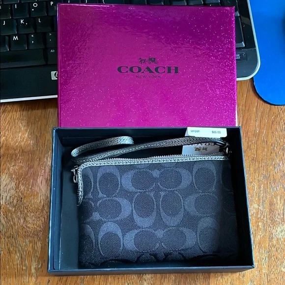 Coach Black and Silver Wristlet - Picture 1 of 12